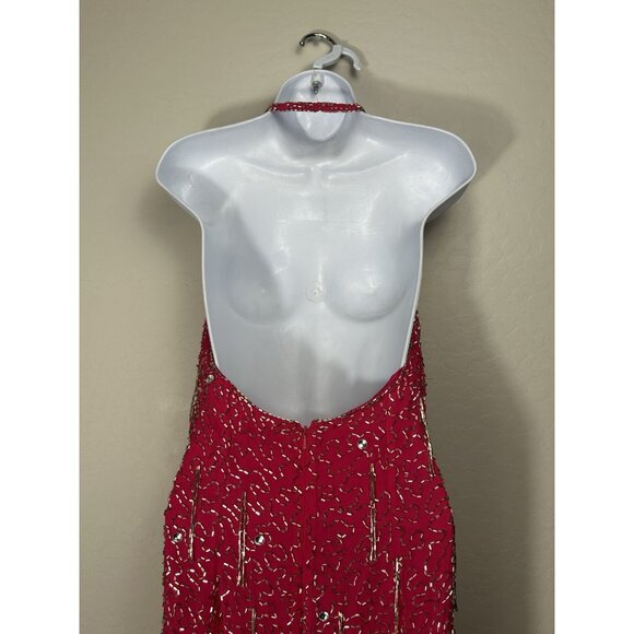 VTG 90’s Y2K Nite Line Hot Pink Beaded Tassel Bombshell Dress 2 Read Measurmnt - Picture 14 of 16